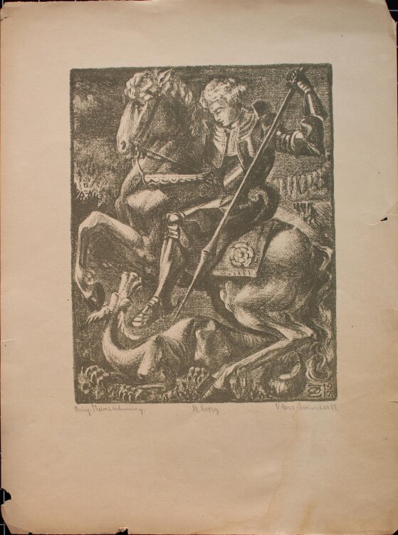 Oskar Zwinscher - Sankt Georg - Lithografie - 1917