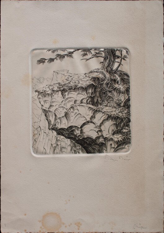 Ottohans Beier - Abstrahierte Berglandschaft, Baumstudie - Radierung - o.J.