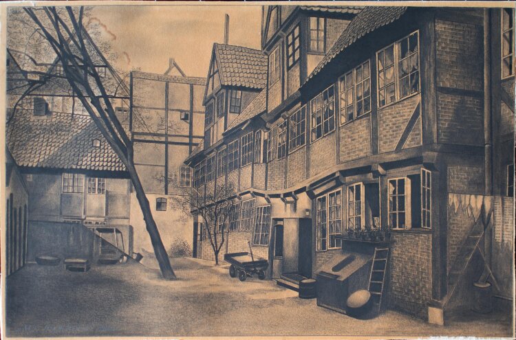 unbekannt - Hamburg Glashof Großer Bäckergang - 1946 - Zeichnung