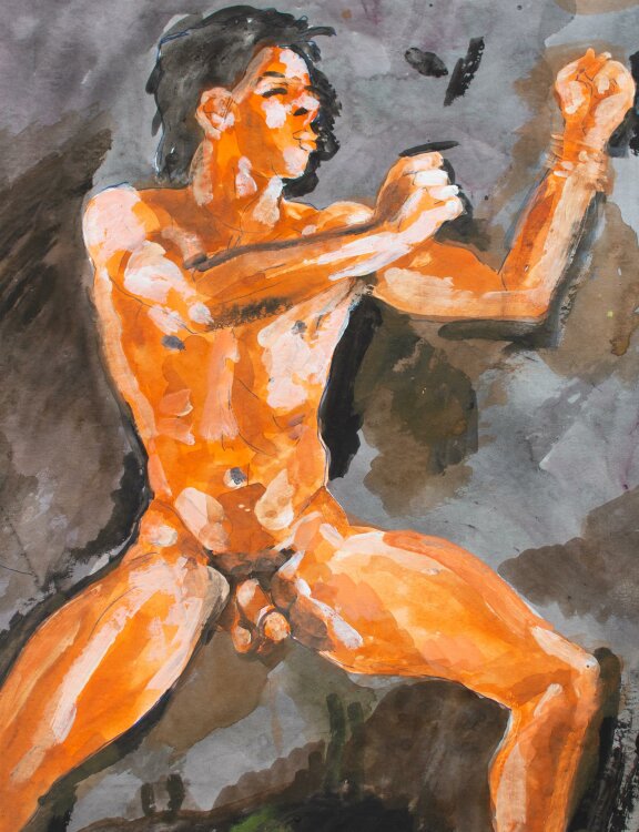 Willibrord Haas - Wonderful boxing Indian - Aquarell - 2022