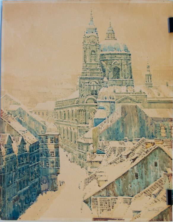 Jan Holecek - Ansicht von Prag - Aquarell - o.J.