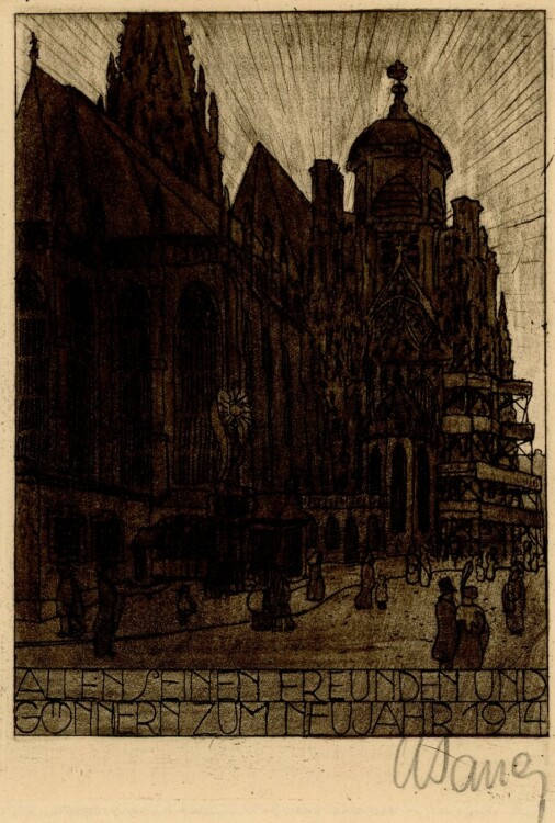 Wilhelm Sauer - Neujahrsgrafik - 1913 - Radierung