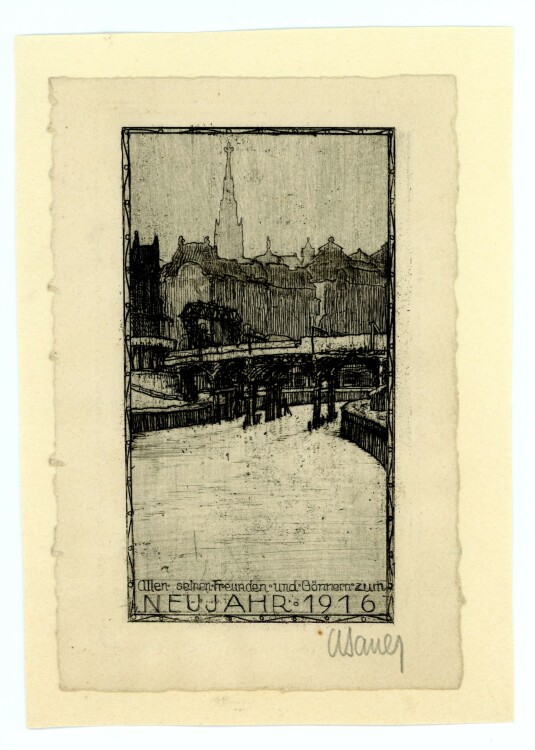Wilhelm Sauer - Neujahrsgrafik - 1916 - Radierung