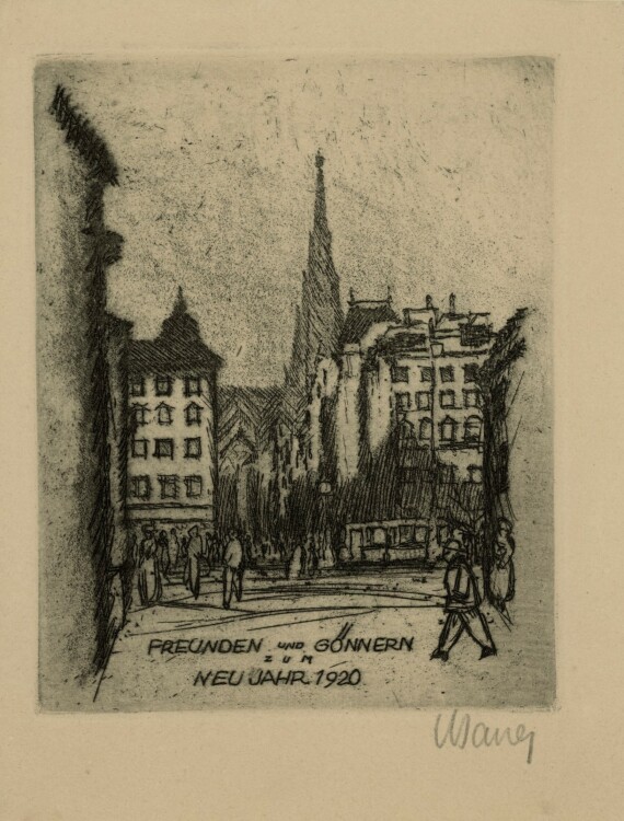 Wilhelm Sauer - Neujahrsgrafik - 1920 - Radierung