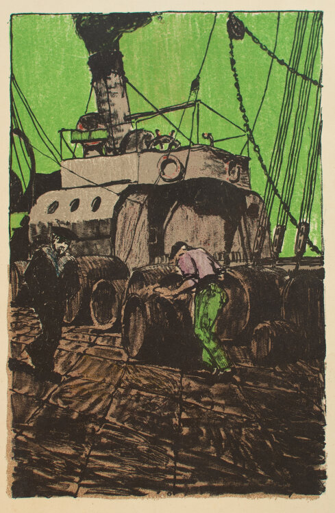 Unbekannt - Frachtdampfschiff - Lithografie - um 1910/20
