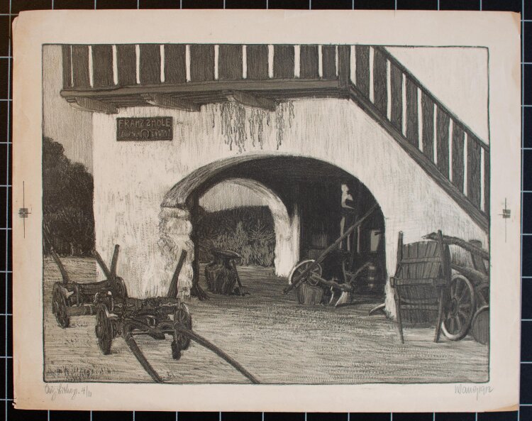 Wilhelm (Willi) Sauer - Bauernhöfe, Keller - Lithografie - 1912