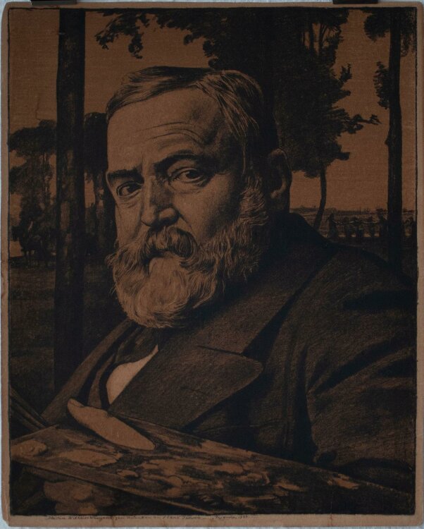 Hans Thoma - Selbstporträt mit Farbpalette - Lithographie - vor 1895