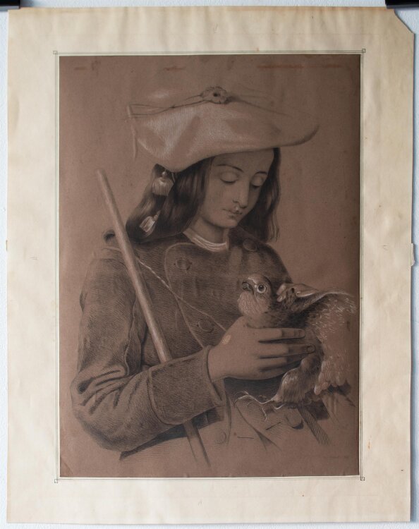 Franz Kasper Vinck - Jungenporträt mit Greifvogel -...