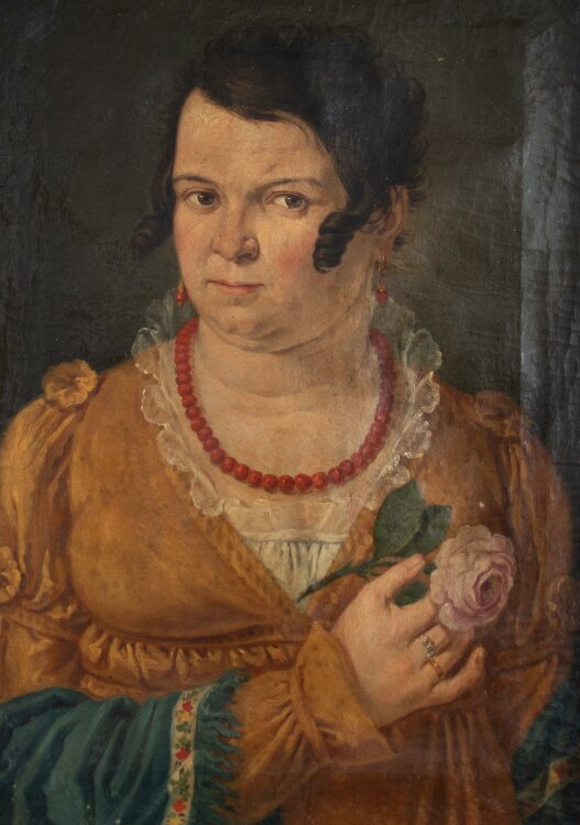 Italienisch - Frauenporträt mit Rose - Öl auf...