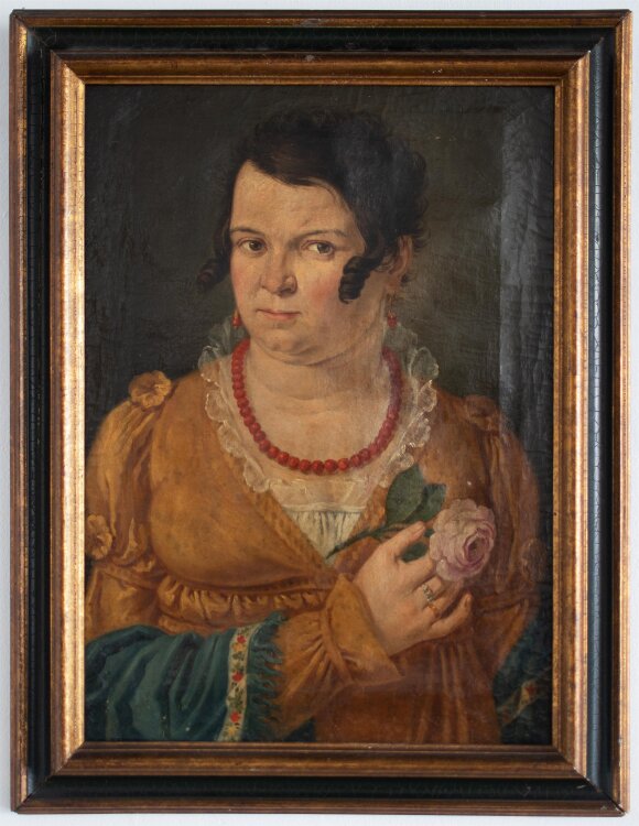 Italienisch - Frauenporträt mit Rose - Öl auf...