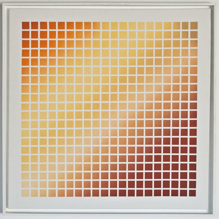 Sascha Langer - Rasterkomposition in gelb, orange und rot - Ölmalerei - 1998
