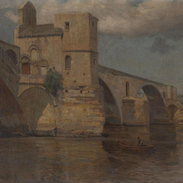Richard Eschke - Brücke in Frankreich - o.J. - Öl auf Leinwand