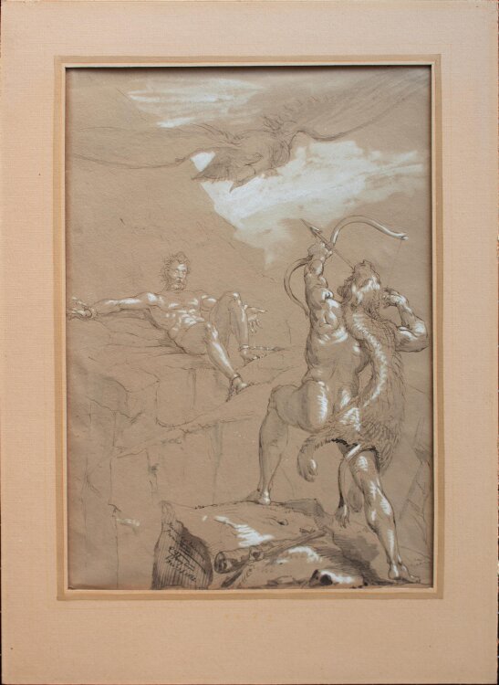 Georg Hayter - Herakles rettet Prometheus - Tusche, weiß gehöht - 1862