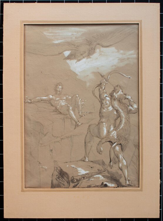 Georg Hayter - Herakles rettet Prometheus - Tusche, weiß gehöht - 1862