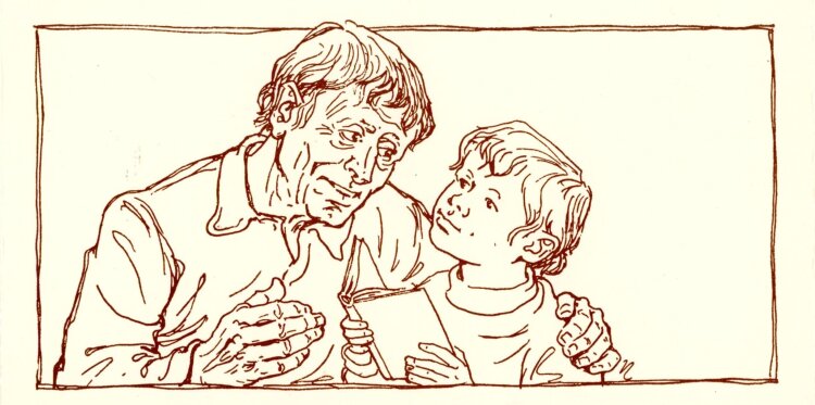 Rudolf Nehmer - Neujahrsgrafik "Mögen die Nüsse" - Holzschnitt - 1974