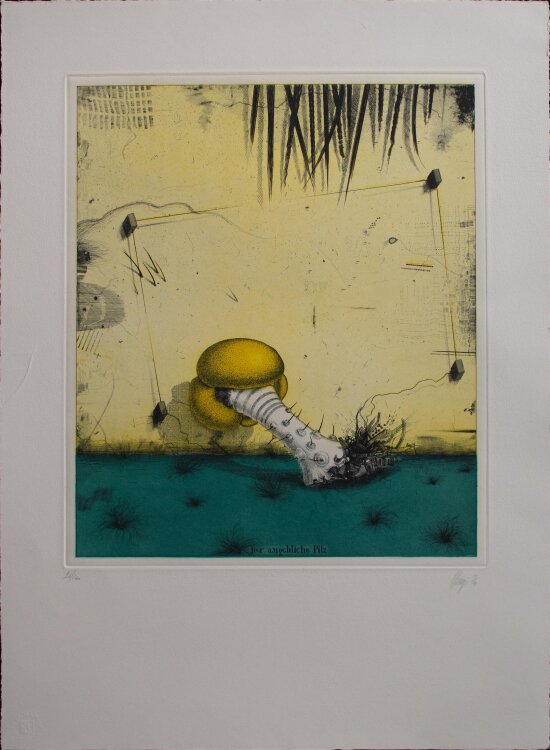 Maurilio Minuzzi - Der angebliche Pilz - Farbradierung - 1974