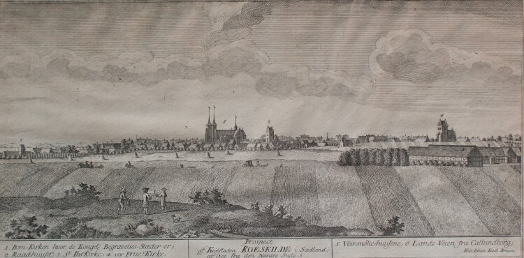 Johann Jacob Bruun - Ansicht Roskilde - Kupferstich - 1760