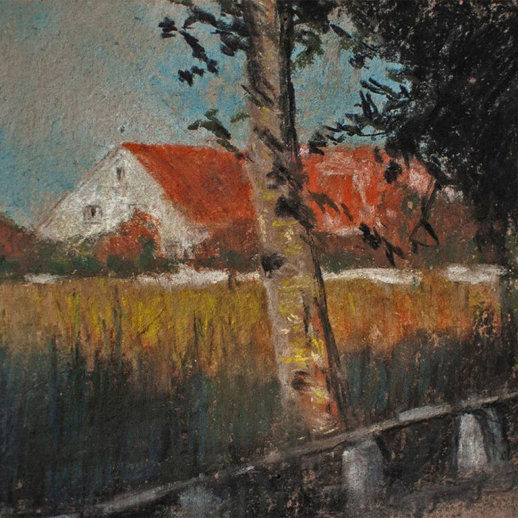 unleserlich signiert - Spätsommerliche Landschaft - o.J. - Pastell