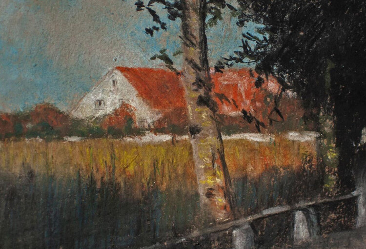 unleserlich signiert - Spätsommerliche Landschaft - o.J. - Pastell