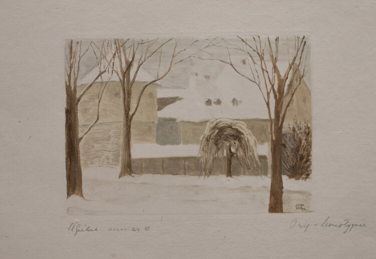 Margarethe Geibel - Stadtansicht Weimar im Winter - 1910 - Monotypie