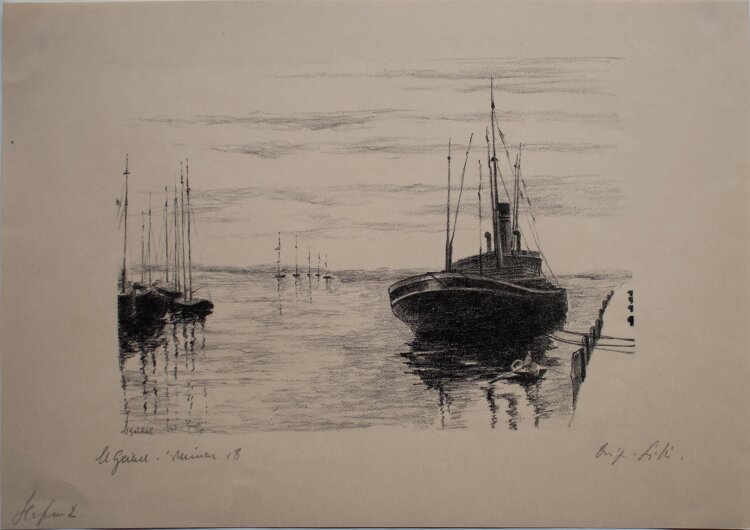 Margarethe Geibel - Hafen 2 (Wismar?) - 1918 - Lithografie