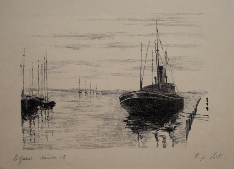 Margarethe Geibel - Hafen 2 (Wismar?) - 1918 - Lithografie