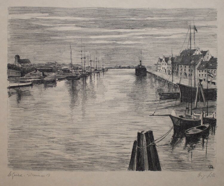Margarethe Geibel - Hafen 1 (Wismar?) - 1918 - Lithografie