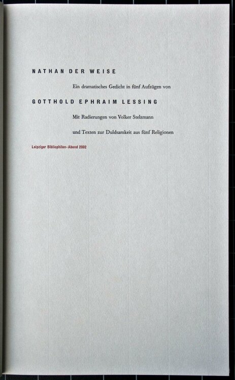 Volker Stelzmann - Lessing/Nathan der Weise - Buch/Radierungen - 2002