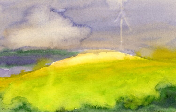 Karl-Heinz Schäfer - Hügellandschaft - 2003 - Aquarell