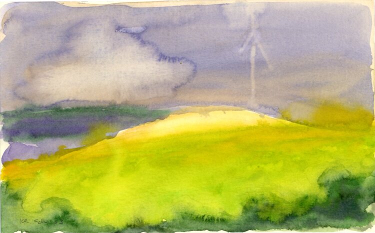 Karl-Heinz Schäfer - Hügellandschaft - 2003 - Aquarell