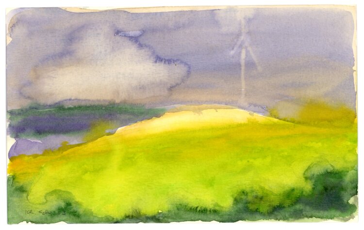Karl-Heinz Schäfer - Hügellandschaft - 2003 - Aquarell