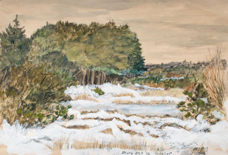 Unbekannt - Øvre Øst - Gouache - 1969