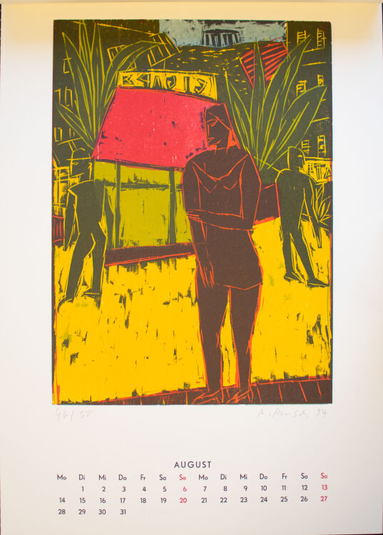 Inga und Peter Rensch, Thomas Habedank, Hanfried Wendland, Peter Werzlau, Karl H. Wesker - Grafikkalender Holzschnitte unterschiedliche Künstler - 1995 - Holzschnitte