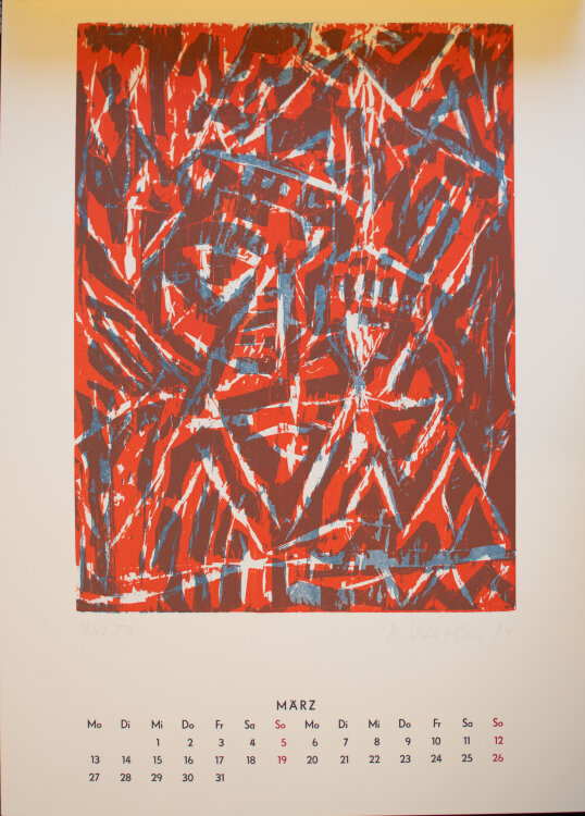 Inga und Peter Rensch, Thomas Habedank, Hanfried Wendland, Peter Werzlau, Karl H. Wesker - Grafikkalender Holzschnitte unterschiedliche Künstler - 1995 - Holzschnitte