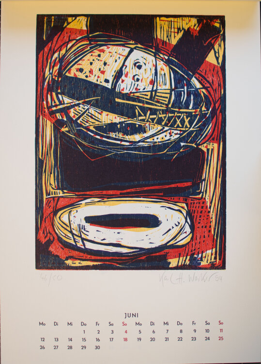 Inga und Peter Rensch, Thomas Habedank, Hanfried Wendland, Peter Werzlau, Karl H. Wesker - Grafikkalender Holzschnitte unterschiedliche Künstler - 1995 - Holzschnitte