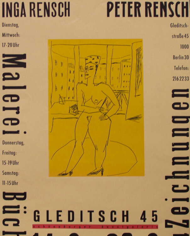Inga und Peter Rensch - Ausstellungsplakat Inga und Peter Rensch Galerie Gleditsch 45 Berlin 1992 - 1992 - Lithografie