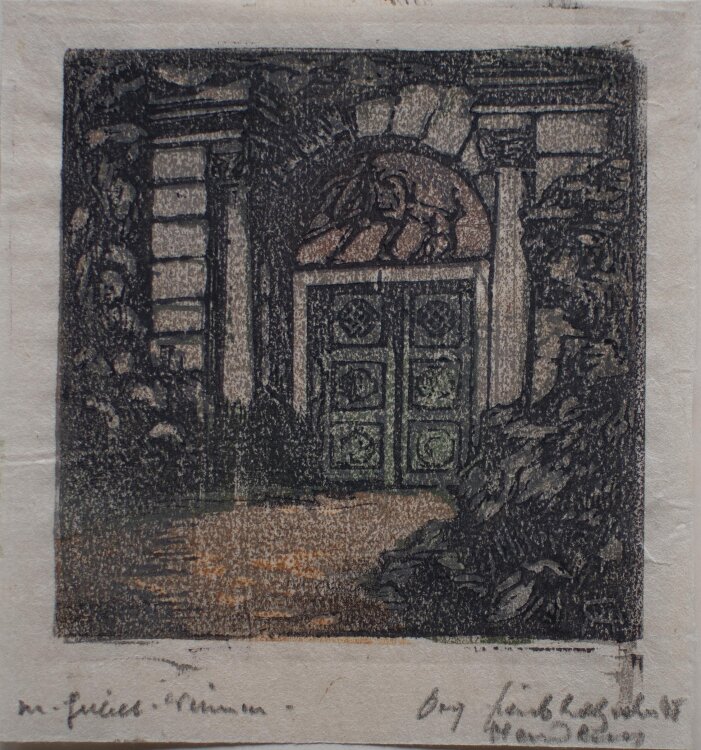 Margarthe Geibel - Löwentor, Weimar - 1905 - Farbholzschnitt