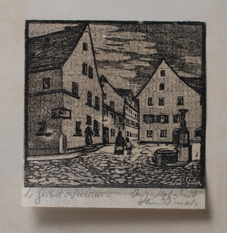 Margarethe Geibel - Geleithaus mit Ratskeller - o.J. - Holzschnitt