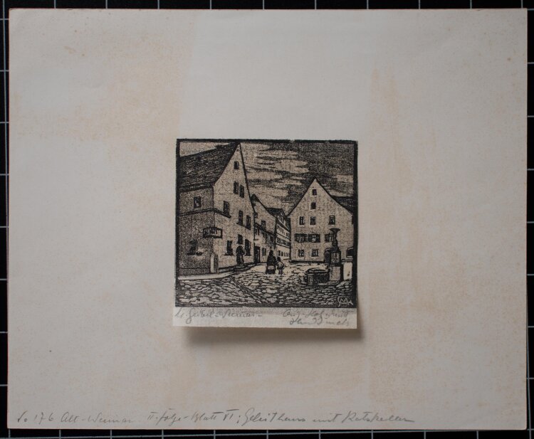 Margarethe Geibel - Geleithaus mit Ratskeller - o.J. - Holzschnitt