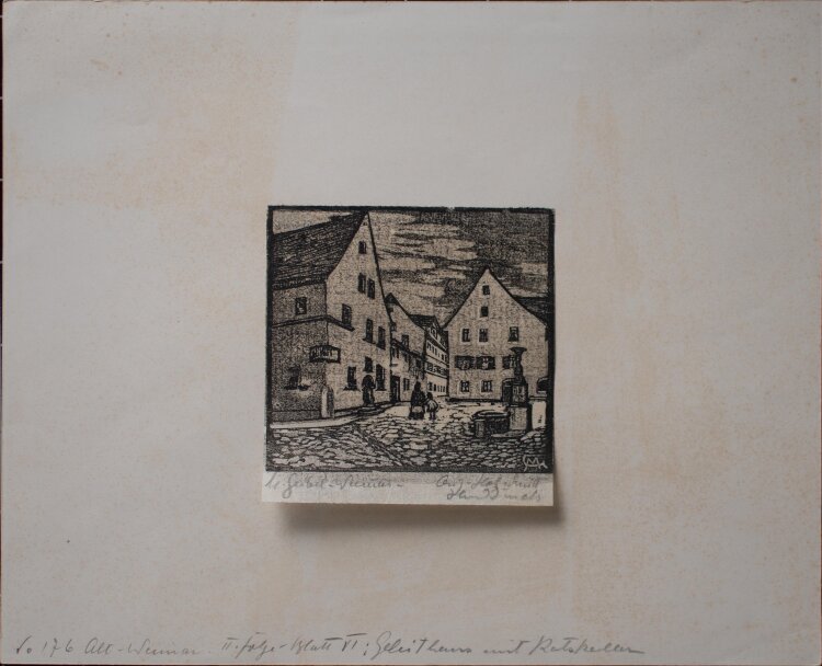 Margarethe Geibel - Geleithaus mit Ratskeller - o.J. - Holzschnitt