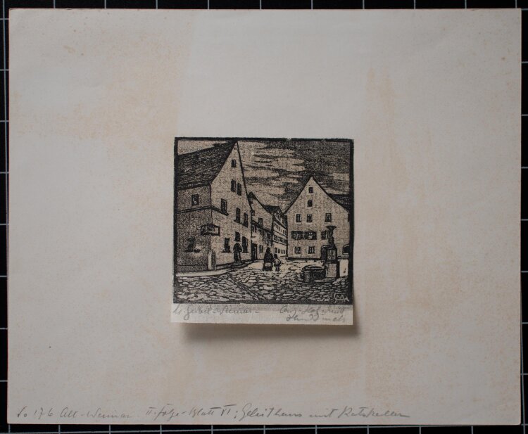 Margarethe Geibel - Geleithaus mit Ratskeller - o.J. - Holzschnitt