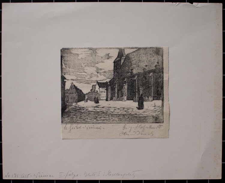 Margarethe Geibel - Weimar Herderplatz mit Kirche - o.J....