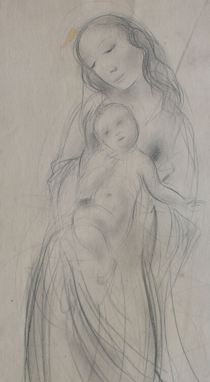 Willi Schmid - Madonna mit Christuskind - o.J. - Bleistift
