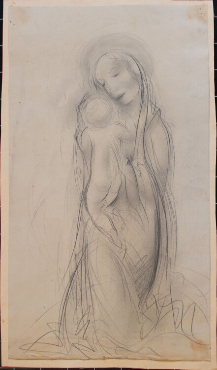 Willi Schmid - Madonna mit Christuskind - o.J. - Bleistift