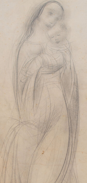 Willi Schmid - Madonna mit Christuskind - o.J. - Bleistift