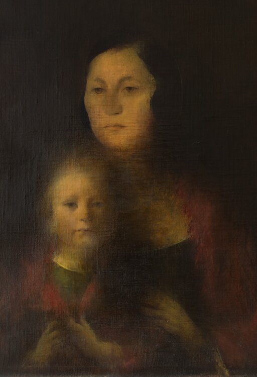 Willi Schmid - Margarethe Schmid mit Tochter - 1926 - Öl auf Leinwand