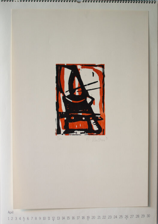 Kulturwerk des BBK Berlin: Arlt-Aeras; Busching; Genthner; Lauva; Malfatti; Schmidt; Jourdan-Koch; Hogrebe; Rüppel; Wirthmüller; Metzner; Zabel. - Kalender des Kulturwerk des BBK Berlin - 1992 - Lithografie, Siebdrucke