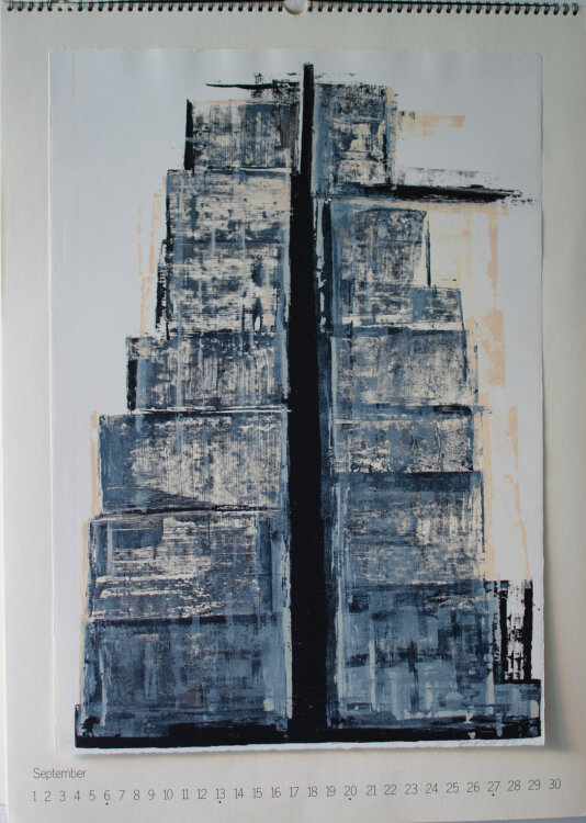 Kulturwerk des BBK Berlin: Arlt-Aeras; Busching; Genthner; Lauva; Malfatti; Schmidt; Jourdan-Koch; Hogrebe; Rüppel; Wirthmüller; Metzner; Zabel. - Kalender des Kulturwerk des BBK Berlin - 1992 - Lithografie, Siebdrucke