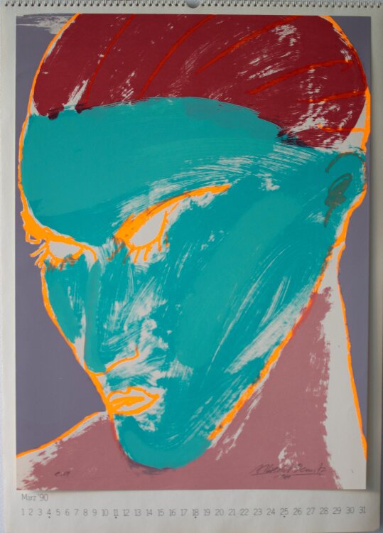 Kulturwerk des BBK Berlin: Arlt-Aeras; Demnitz; Genthner; Lauva; Malfatti; Schmidt; Mihai; Panndorf; Rüppel; Schwagmeyer; Metzner; Zabel. - Kalender des Kulturwerk des BBK Berlin - 1990 - Lithografie, Siebdrucke