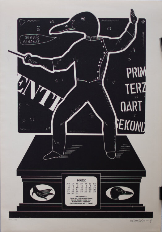 Rixdorfer Drucke, Merlin : Uwe Bremer, Ali Schindehütte, Johannes Vennekamp und Arno Waldschmidt - Rixdorfer Bilder-Kalender 1971, inspiriert auf G.J.L. Finger, Prediger zu Giersdorf - 1971 - Holzschnitte